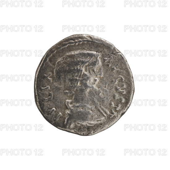denarius, Julia Domna (ca. 160–217; Roman empress 193–211). Obv.: IVLIA AVGVSTA. Bust of Julia Domna facing right. Rev.: VESTAE SANCTAE. Vesta in a veil and long robe stands facing left, holding a patera in her outstretched right hand and a long scepter in her left. Pearl rim. Date: 198–209. Roman Empire (27 BC–476). Rome. Coin. Diameter 17.3–17.5 mm. Weight 3.19 g.