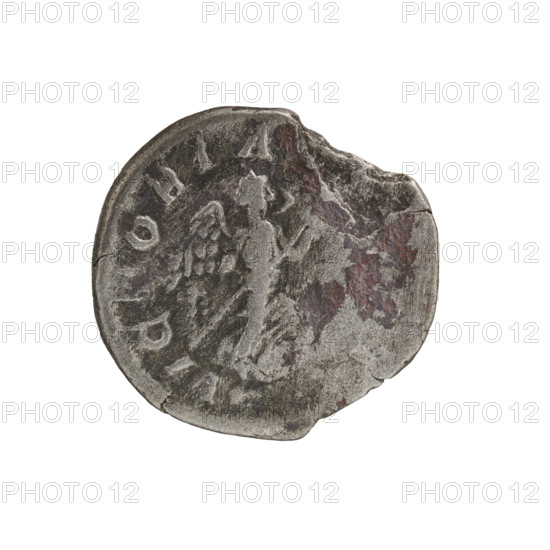 Denarius, Caracalla (188–217; Roman emperor 198–217). Obverse: ANTON, AVGBRIT — Head of Caracalla with laurel wreath facing right, pearl border. Reverse: VICTORIA — Victoria running right, holding a wreath in her right hand and a palm leaf in her left, pearl border. Date: 210–213. Roman Empire (27 BC–476). Rome. Coin. Diameter: 18.0–19.0 mm. Weight: 2.49 g.