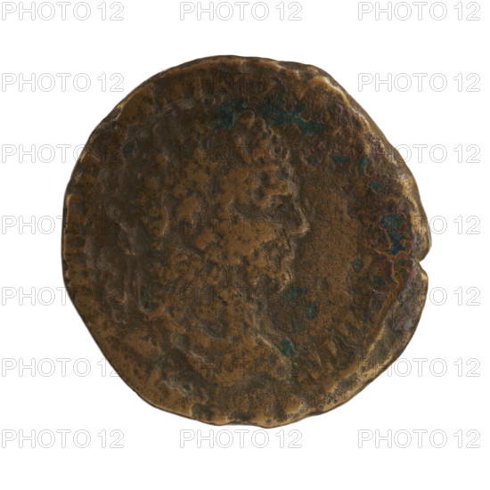 Sestertius, Caracalla (188–217; Roman emperor 198–217). Obverse: M. ANTONINVS A. BRIT — Head of Caracalla with laurel wreath facing right; pearl border. Reverse: DEO — Providentia stands upright, head turned left, holding a wand in her right hand and a long sceptre in her left; an orb at her feet on the left; pearl border; SC. Date: 210–213. Roman Empire (27 BC–476), Rome. Coin: diameter 30.0 mm, weight 22.69 g.