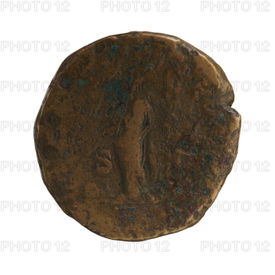 Sestertius of Caracalla (188–217; Roman emperor 198–217). Obverse: M. ANTONINVS A. BRIT — head of Caracalla with laurel wreath facing right; pearl border. Reverse: DEO — Providentia stands upright, head turned left, holding a wand in her right hand and a long sceptre in her left; an orb at her feet at left; pearl border on the sides. SC. Dated 210–213. Roman Empire (27 BC–476), Rome. Coin; diameter 30.0 mm; weight 22.69 g.