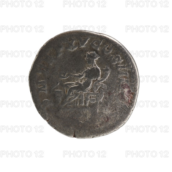 Denarius, Caracalla (188–217; Roman emperor 198–217). Obverse: ANTONINVS PIVS AVG BRIT — head of Caracalla with laurel wreath facing right, pearl rim. Reverse: P M TR P X V COS III — Salus seated on a throne facing left; in her right hand she holds a patera feeding a snake coiled around an altar, in her left hand a cornucopia, pearl rim. Date: 212 CE. Roman Empire (27 BC–476). Coin diameter 19.1–19.3 mm; weight 2.38 g.