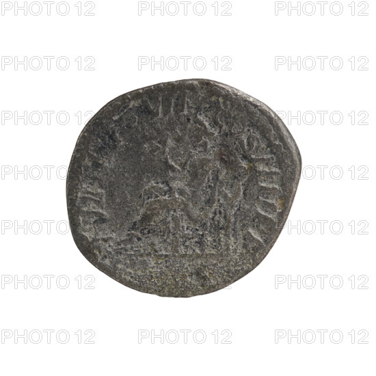 Denarius, Caracalla (188–217; Roman emperor 198–217). Obverse: ANTONINVSPIVSAVGGERM — Head of Caracalla in a laurel wreath facing right, pearl rim. Reverse: PMTRP VII COS III I P P — Half-naked Apollo in a laurel wreath sitting left, holding a branch in his right hand, the elbow of his right hand resting on a lyre standing on a tripod, pearl rim. 214 CE. Roman Empire (27 BCE–476 CE). Coin; diam. 17.4–19.2 mm; weight 2.52 g.