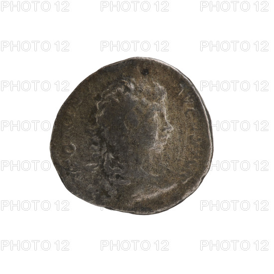 denarius (subaerate), Caracalla (188–217; Roman emperor 198–217), (Caesar). Obv.: ANTONINVS AVGVSTVS — Bust of young Caracalla with laurel wreath and paludamentum facing right, pearl rim. Rev.: ONETA AVGG — Coined figure seated facing left, holding scales in his right extended hand and a cornucopia in his left, pearl rim. Roman Empire (27 BC–476). Coin. Diameter 17.1–17.8 mm; weight 2.84 g.