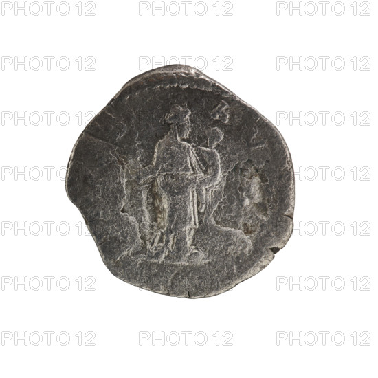 denarius, Plautilla (ca. 185–212; Roman empress 202–205). Obv.: PL TILLA AVGVSTA — Draped bust of Plautilla facing right, hair smooth and tied in a small bun at the nape of the neck, pearl border. Rev.: PIETAS AV — Pietas stands upright, head turned left, holding a sceptre in right hand, a child on her left shoulder, pearl border. Date: 202–205. Place: Rome, Roman Empire (27 BC–476). Medium and measurements: coin; diameter 18.1–18.2 mm; weight 1.92 g.