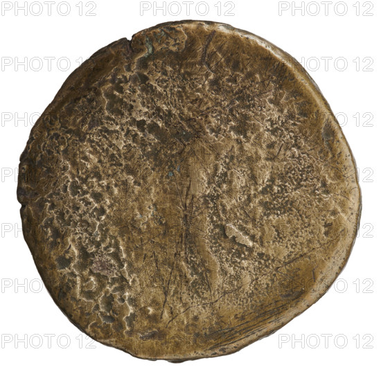sestertius. Obv.: IMPCAESMOP L VMACRINVSAG — Bust of Macrinus in paludamentum, armor and laurel wreath facing right. Rev.: inscription erased, ? Standing Jupiter. Date: 217–218. Roman Empire (27 BC–476). Rome. Coin. Diameter: 30.0–30.5 mm. Weight: 19.10 g.