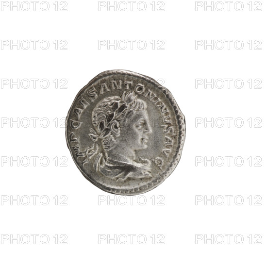 Denarius, Salus standing in front of an altar feeding a snake (iconographic). Obv.: IMP CAES ANTONINUS AVG — Bust of Elagabalus in a laurel wreath and drapery facing right; pearl rim. Rev.: SALVS ANTONINI AVG — Salus standing straight with her head turned left, holding a snake in her right hand which she feeds with a cake held in her left; pearl rim. 219, Roman Empire (27 BC–476), Rome. Coin: diameter 18.0 mm, weight 2.80 g.