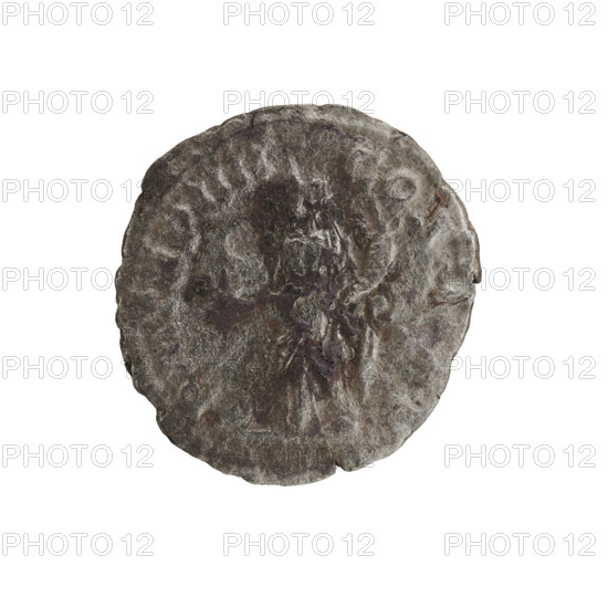 Denarius of Elagabalus (reigned 218–222). Obverse: Bust of Elagabalus with laurel wreath and paludamentum facing right; legend IMPANTONINVSPIVSAVG; beaded border. Reverse: Providentia standing, head turned left, holding a staff above a sphere at her feet in her right hand and a cornucopia in her left; legend PMTRPIIII COSIIIPP; beaded border. Date: 221. Roman Empire (27 BC–476). Coin diameter ~18.2–18.5 mm; weight 1.95 g.