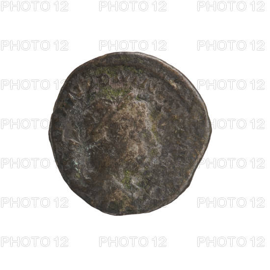 Denarius of Elagabalus (reigned 218–222). Obverse: Bust of Elagabalus with laurel wreath and paludamentum (?) to right, pearl rim; inscription IMP ANTONINVS PIVS AVG (variant). Reverse: Sol naked, cloak on shoulders, running left, right hand raised, holding a whip in left; star (?) in left field, pearl rim. Date: 221. Roman Empire, Rome. Coin; diameter 18.0 mm, weight 2.18 g.
