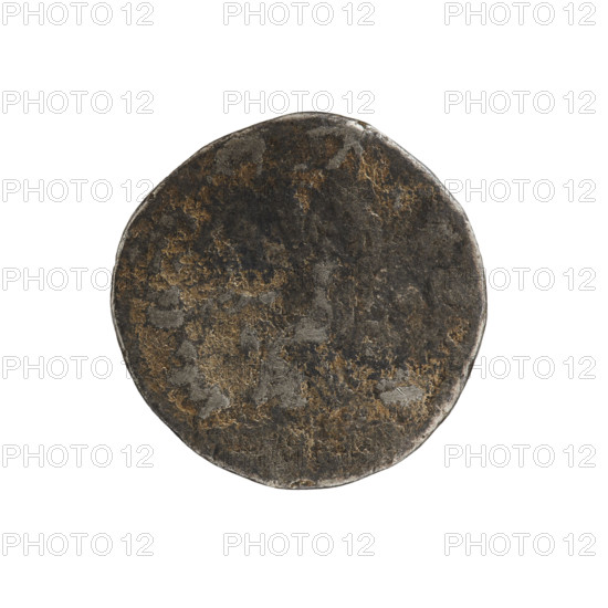 Denarius (gilt), Elagabalus (204–222; Roman emperor 218–222). Obverse: IMP CAES ANTONINVS AVG — bust of Elagabalus with laurel wreath and paludamentum facing right, pearl rim. Reverse: inscription erased; seated figure facing left (uncertain). Roman Empire (27 BC–476), Rome. Coin: diameter 18.2 mm, weight 2.71 g.