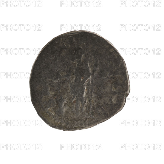 denarius, Elagabalus (204–222; Roman emperor 218–222). Obverse: IVLIAMAESAAVG — draped bust of Julia Maesa facing right, pearl rim. Reverse: SAE — Felicitas stands facing left; in her right hand she holds a patera above a burning altar, in her left hand a long caduceus, pearl rim. Date: 218–223. Place: Rome, Roman Empire (27 BC–476). Medium: coin. Dimensions: diameter 18.0–18.2 mm; weight 2.33 g.