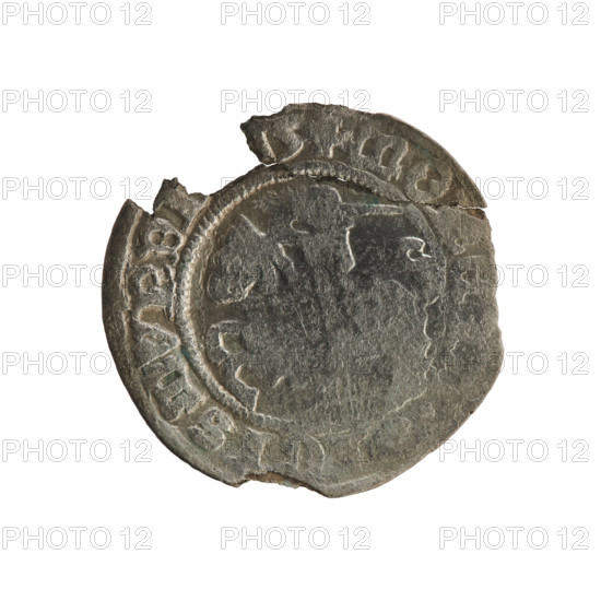 Lithuanian half-grosz, Sigismund I the Old (King of Poland; 1506–1548). Silver coin (half-grosz), 1515. Obverse: Pogon (Lithuanian charging knight) turned left; rim with pearl-shaped borders and inscription '+MO, E, SMVNDI'. Reverse: Crowned Polish eagle; rim with pearl-shaped borders and inscription ':DVCI, ITVANIE, 1515'. Coats of arms present: Eagle (Poland) and Pogon (Lithuania). Grand Duchy of Lithuania; Polish–Lithuanian (Jagiellon dynasty) coin.
