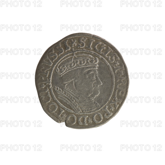 Prussian grosz, Sigismund I the Old (King of Poland; 1506–1548). Polish coin (Jagiellonian dynasty). Obverse: Crowned royal bust in profile facing right; rim inscription: .SIGIS.I.REX.PO.DO.TOCI.PRVSSI Rw. Reverse: The Eagle of Royal Prussia; rim inscription: .GROSS.COMV.TERR.PRVSSIE.1534. Dated 1534. Minted in Torun, Poland. Subjects/features: coats of arms, eagles, royal/male bust; materials: coin.