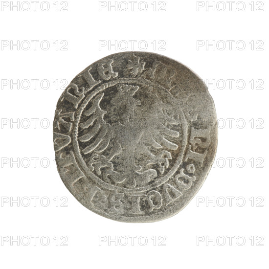 Lithuanian half-grosz, Sigismund I the Old (King of Poland; 1506–1548). Obverse: Pogon (Lithuanian coat of arms) turned left; in the rim between pearly borders an inscription: MO.ETA.SI.S.VNDI.1509. Reverse: crowned Polish eagle; in the rim between pearly borders an inscription: M.NI.DVCIS.LITVANIE.1509. Jagiellon dynasty; coats of arms; eagles; Vilnius; Grand Duchy of Lithuania; coin.