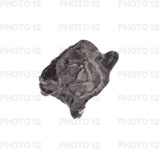 Fragment of a double-sided Drohiczyn seal. On one side a cross with one arm ending in a triangle (ankh cross). On the other side the letter C. 11th–13th century, Drohiczyn, Poland.