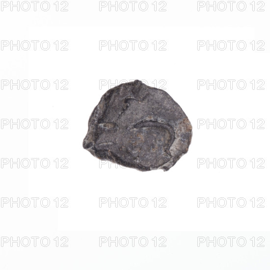 Fragment of a double-sided Drohiczyn seal. On one side a cross with one arm ending in a triangle (ankh cross). On the other side the letter 'C'. 11th–13th century, Drohiczyn, Poland. Seals: customs, town, guild, customs house; official seals; seals with a cross; seals with a letter.