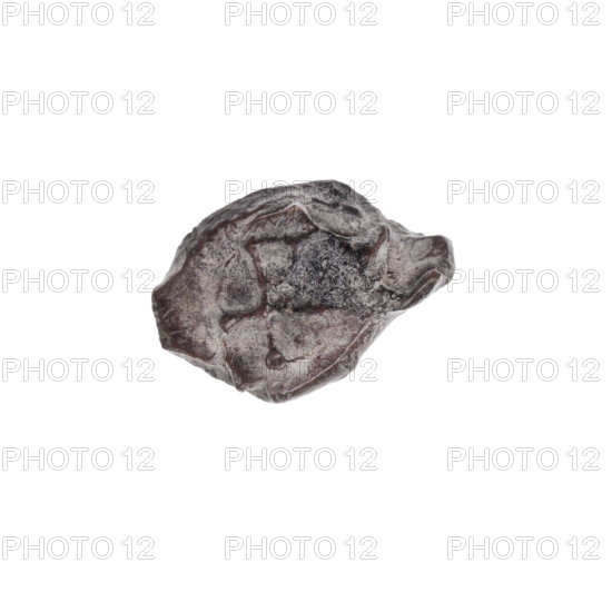 Fragment of a double-sided Drohiczyn seal. On one side a cross with one arm ending in a triangle (ankh cross). On the other side the letter C. 11th–13th century, Drohiczyn, Poland. Seals: customs, town, official, guild, customs chamber; seals with a cross; seals with a letter.