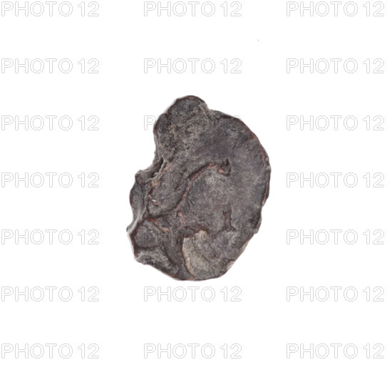 Drohiczyn seal — fragment of a double-sided seal. One side: a cross with one arm ending in a triangle (ankh-like cross). Other side: the letter 'C'. 11th–13th century, Drohiczyn, Poland.