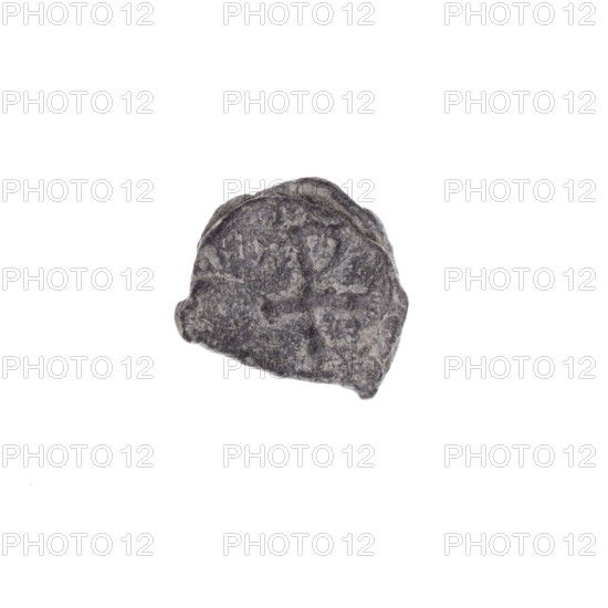 Fragment of a double-sided Drohiczyn seal. On one side a cross with one arm ending in a triangle (ankh cross). On the other side the letter 'C'. 11th–13th century, Drohiczyn, Poland.