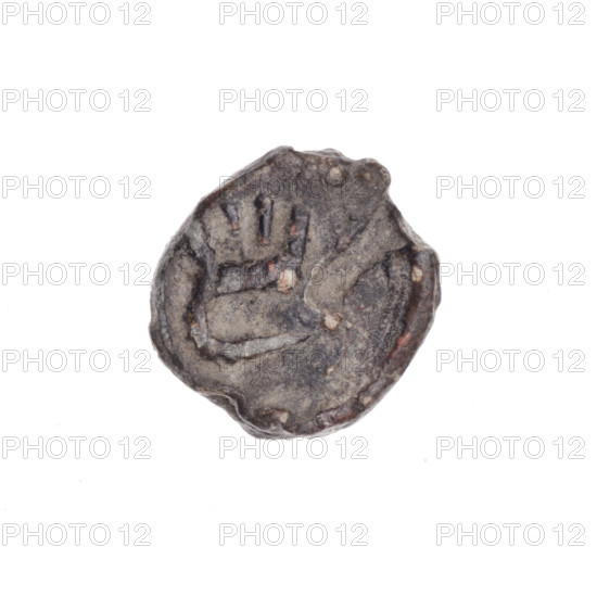 Fragment of a double-sided Drohiczyn seal. On one side an open hand with only four fingers visible. On the other side an oval figure with three projections. 11th–13th century. Poland, Drohiczyn. Seals: guild seals, town seals, seals with a cross, official seals, customs house seals, customs seals.