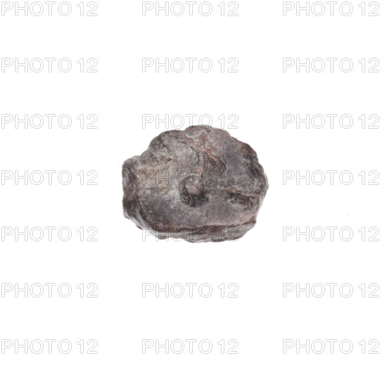 Drohiczyn seal, customs seal, guild seal, town seal, official seal, customs chamber seal. Fragment of a double-sided Drohiczyn seal. On one side only a dot is visible; on the other an illegible drawing. 11th–13th century, Drohiczyn, Poland. Seal.