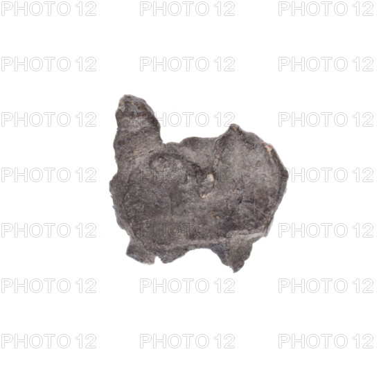 Fragment of a double-sided Drohiczyn seal. On one side only a dot is visible, on the other an illegible drawing. 11th–13th century. Poland, Drohiczyn. Genres: seal; guild seal; customs house seal; official town seal.
