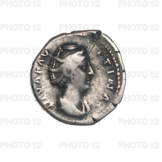 Denarius, Faustina the Elder (98–141; Roman empress 138–141) (posthumous); issuer: Antoninus Pius (86–161; Roman emperor 138–161). Obverse: Bust of Faustina I in drapery facing right, inscription DIVA FAV·STINA around. Reverse: Ceres in a veil stands facing right, holding a long scepter in her right hand and ears of corn in her left, inscription A VGV·STA circumferential. Iconography: Roman deities, Ceres; scepters; ears of corn; Faustina the Elder—iconography. After 141, Roman Empire (27 BC–476), Rome. Coin (denarius); weight 3.1 g; diameters 18.0–18.5 mm; axis 180°.