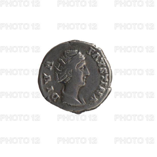 Denarius, posthumous issue for Faustina the Elder (98–141; Roman empress 138–141), issuer Antoninus Pius (86–161; Roman emperor 138–161). Obverse: bust of Faustina I in drapery facing right, inscription DIVA · FAVSTINA around. Reverse: Ceres standing left, holding a long torch in her right hand, raising the hem of her robe with her left, inscription A·VG·VSTA around. After 141, Roman Empire (27 BC–476), minted in Rome. Coin; silver. Weight 3.30 g; diameter ~18.0–18.5 mm; axis 15°.