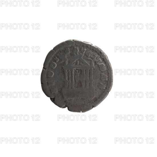 Denarius, Faustina the Elder (98–141; Roman empress 138–141) (posthumous); issuer: Antoninus Pius (86–161; Roman emperor 138–161). Obverse: Bust of Faustina I in drapery facing right, inscribed DIVA • FAVSTINA. Reverse: Six-column façade of the temple of Divine Faustina with a statue of the empress in the middle, inscribed AED • DIV • FAVSTINAE. After 141. Roman Empire (27 BC–476). Coin; weight 3.2 g; diameter 17.5–18.0 mm; axis 0°.