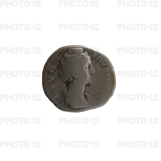 Denarius, posthumous issue for Faustina the Elder (98–141; Roman empress 138–141), issued under Antoninus Pius (86–161; Roman emperor 138–161). Obverse: Bust of Faustina I in drapery facing right, inscription DIVA·FAVSTI. Reverse: Fortuna veiled, standing left; in her outstretched right hand a globe, in her left a rudder, inscription AETERN. Date: after 141. Culture/place: Roman Empire, Rome. Medium: silver coin. Diameter: 16.0–18.0 mm. Weight: 3.12 g. Axis: 180°.