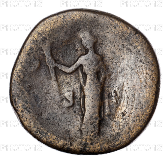Sestertius, posthumous issue for Faustina the Elder (98–141; Roman empress 138–141), issuer Antoninus Pius (86–161; Roman emperor 138–161). Obverse: bust of Faustina I in drapery facing right, inscription VA·FAVSTIN (all around). Reverse: Ceres stands frontally, head turned left; in raised right hand a short torch, in lowered left hand ears of corn, letter G (all around), control marks S- in fields. After 141 CE, Roman Empire (27 BCE–476 CE), Rome. Coin; bronze; diameter 30.5–32.0 mm; weight 23.72 g; axis 0°.