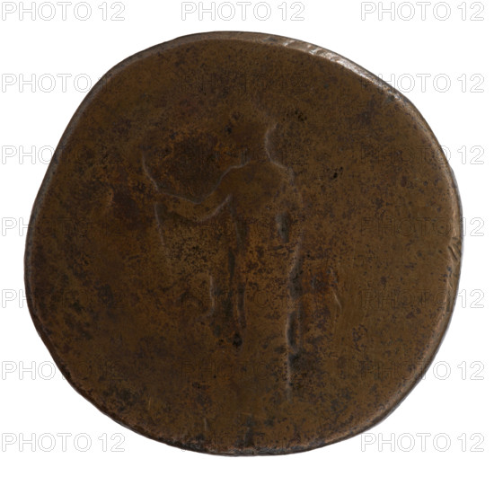 Sestertius, posthumous issue for Faustina the Elder (98–141; Roman empress 138–141), issuer Antoninus Pius (86–161; Roman emperor 138–161). Obverse: Bust of Faustina I in drapery facing right, legend VA - FAVSTIN around. Reverse: Ceres stands frontally, head turned left; in her raised right hand a short torch, in her lowered left hand ears of corn; letter G and mark S- in fields. After 141 CE, Roman Empire (27 BC–476). Coin (Rome), bronze; weight 23.72 g; diameter 30.5–32.0 mm; axis 0°.