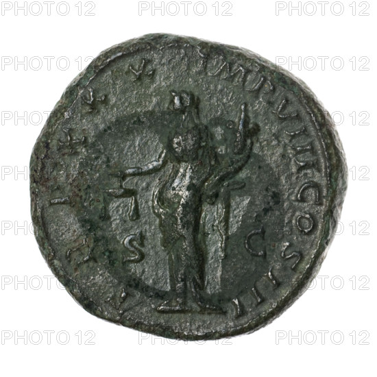 Dupondius of Marcus Aurelius (121–180; Roman emperor 161–180). Obverse: Head of Marcus Aurelius in radiant crown facing right, inscription M ANTONINVS AVG - GERM SARMATICVS. Reverse: Aequitas standing left, holding scales in her right hand and a cornucopia in her left, inscription TR P XXX IMP VIII COS III, control marks S - C in fields. Date: 175–176. Roman Empire (27 BC–476), Rome. Coin; weight 11.35 g; diameters 23.5–25.0 mm; axis 180°.