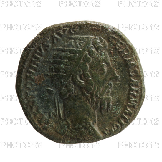 Dupondius of Marcus Aurelius (121–180 CE), Roman emperor 161–180 — obverse: head of Marcus Aurelius in radiant crown facing right, inscription M ANTONINVS AVG - GERM SARMATICVS; reverse: Aequitas standing left holding scales in right hand and cornucopia in left, inscription TR P XXX IMP VIII COS III; control marks S - C in fields; dated 175–176 CE; Roman Empire, Rome; coin (dupondius), weight 11.35 g, diameters 23.5–25.0 mm, axis 180°.