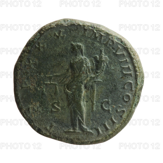 Dupondius of Marcus Aurelius (121–180; Roman emperor 161–180), issuer Marcus Aurelius. Obverse: head of Marcus Aurelius in radiant crown facing right, inscription 'M ANTONINVS AVG - GERM SARMATICVS'. Reverse: Aequitas (personification) standing left, holding scales in her right hand and a cornucopia in her left, inscription 'TR P XXX IMP VIII COS III' with control marks S - C in fields. Date: 175–176. Roman Empire (27 BC–476), Rome. Coin; weight 11.35 g; diameters 23.5 mm and 25.0 mm; axis 180°.