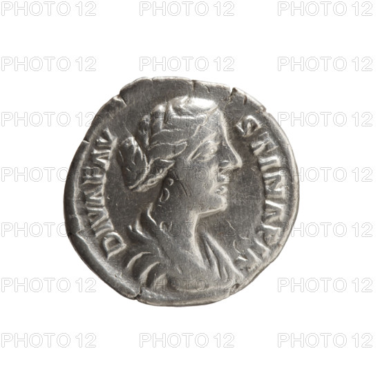Denarius, Faustina the Younger (ca. 130–176; Roman empress 161–176) (posthumous). Issuer: Marcus Aurelius (121–180; Roman emperor 161–180). Obverse: Bust of Faustina II in drapery facing right, inscription 'DIVA FAVSTINA PIA' around. Reverse: Rectangular altar with a pair of doors, inscription 'CONSECRATIO' around. After 176. Roman Empire (27 BC–476), Rome. Coin: weight 2.90 g; diameter 17.5–18.5 mm; axis 180 degrees.