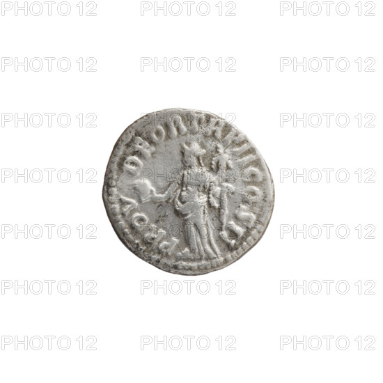 Denarius of Lucius Verus (130–169; Roman emperor 161–169). Obverse: Head of Lucius Verus uncovered to the right, inscription IMP L VERVS AVG. Reverse: Providentia standing left, holding a globe in her outstretched right hand and a cornucopia in her left, inscription PROV·DEOR·TR P II COS II. Date: 161–162. Roman Empire. Rome. Coin; silver. Diameter 16.5–17.5 mm; weight 3.04 g; axis 180°.