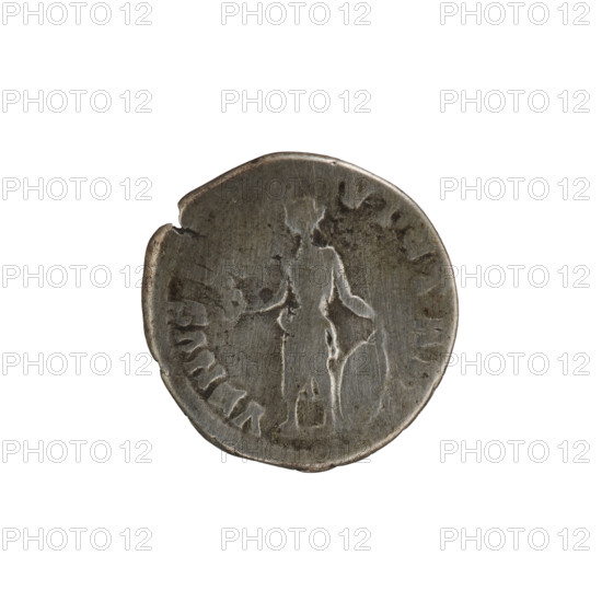Denarius; Lucilla (149–182, Roman empress 164–169), issuer Lucius Verus (130–169, Roman emperor 161–169). Obverse: Bust of Lucilla in drapery facing right, inscription 'LVCILLA - AVGVSTA'. Reverse: Venus standing left, holding Victoria in her outstretched right hand and a shield resting on the ground in her left, inscription 'VENVS - VICTRIX'. Date: 164–169 CE. Roman Empire, Rome. Coin; diameter 17.0–18.0 mm, weight 3.00 g, axis 0°.