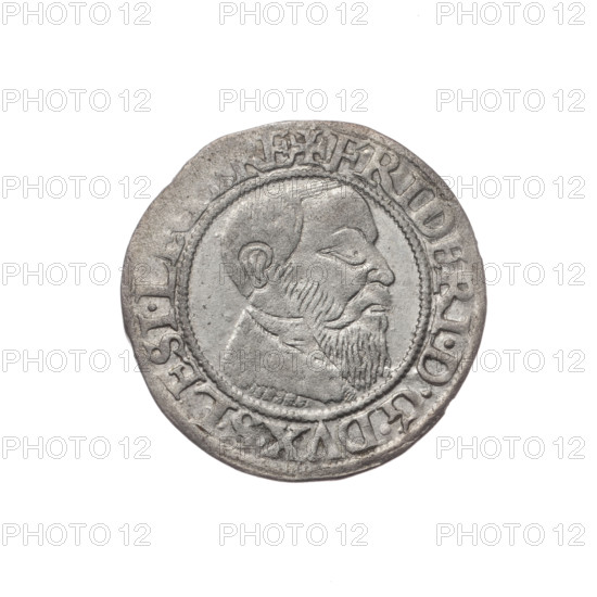 Maker: Michael Stoltz (fl. ca. 1540–1555).  WQXBCFS
I:\nmw crop ready cleaned\Object: Coin (obverse and reverse).  WQXBCFS
I:\nmw crop ready cleaned\Date: 1543.  WQXBCFS
I:\nmw crop ready cleaned\Place: Silesia, Duchy of Brzeg–Legnica–Wolów, Legnica.  WQXBCFS
I:\nmw crop ready cleaned\Material/Dimensions: coin, diameter 23.0 mm, weight 1.62 g, axis 0°.  WQXBCFS
I:\nmw crop ready cleaned\Obverse (Aw.): Male bust turned right, with a beard and sideburns, in a coat with a wide collar; in the rim between pearly borders the inscription “+FRIDERI.DGDVX.SLESI.L”.  WQXBCFS
I:\nmw crop ready cleaned\Reverse (Rw.): Silesian eagle; in the rim between pearly borders the inscription “VERB.DOMI:MANET.IN.ETERN.”  WQXBCFS
I:\nmw crop ready cleaned\Iconography/Subjects: Frederick II (Duke of Brzeg–Legnica; 1480–1547), Piast family, eagles, bust/portrait of the ruler.