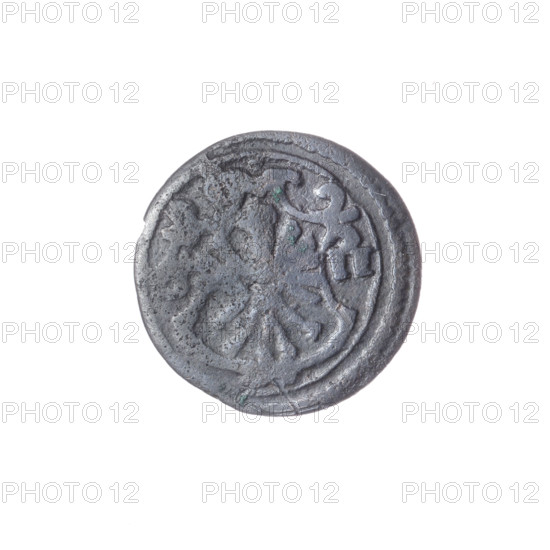 Grosik coin depicting Jerzy Rudolf (Duke of Legnica-Brzeg; 1595–1653) and Jan Chrystian (Duke of Legnica/Brzeg; 1591–1639). Obverse: Silesian eagle (iconographic) within a double border; decorative cartouche with the Silesian Eagle; date 6 - II and inscription Rev. Reverse: under a ducal mitre two curved coats of arms — Legnica and Brzeg — with numerals 84 and 1611 below. Attributes: Piast family heraldry; shields and multiple coats of arms; Silesia, Duchy of Brzesko-Legnica-Wolów. Coin type: grosik; minting place indicated as Zloty Stok; diameter 16.2 mm; weight 0.75 g; axis 45°.