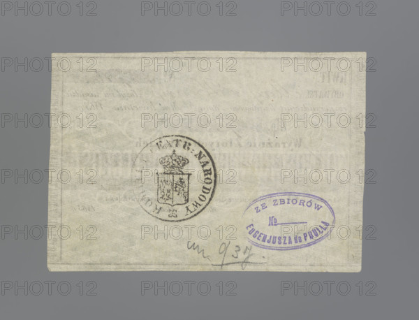 Personal receipt of the National Government, receipts, securities, National Government, personal receipts, January Uprising (1863–1864), Kingdom of Poland (1815–1918). Personal receipt no. 18735 issued for 72 zloty in the name of Mayer Henryk on April 8, 1863. Green background with a diagonal white check. 1863. Security/receipt. Dimensions: 1.95 mm × 2.67 mm.