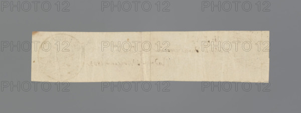 National Government receipt; handwritten narrow strip of paper inscribed: '17318 citizen IN // paid twenty zloty. // Radom 30 September 1863.' Right side bears ink seal of the National Government with a bipartite coat of arms: Poland and Lithuania. January Uprising (1863–1864); Kingdom of Poland (1815–1918). 1863. Paper; securities/receipt. Dimensions: 130 mm × 23 mm.