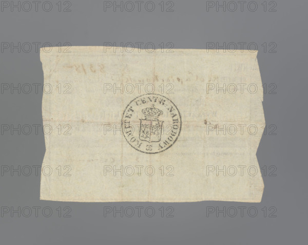 Personal receipt of the National Government, January Uprising (1863–1864), securities, Kingdom of Poland (1815–1918). On green printed paper with the inscription across the middle: 'FREEDOM EQUALITY INDEPENDENCE.' Inscription: 'KWIT No. 8318 citizen Napiórkowska submitted pursuant to Government regulation of 8 April 1863, Zloty 60, Clearly Polish Zlotys, Sixty. on 3 June 1863.' On the reverse, an ink seal of the National Government with a bipartite coat of arms. 1863, Poland. Security/receipt. Dimensions: 97.5 × 68 mm.