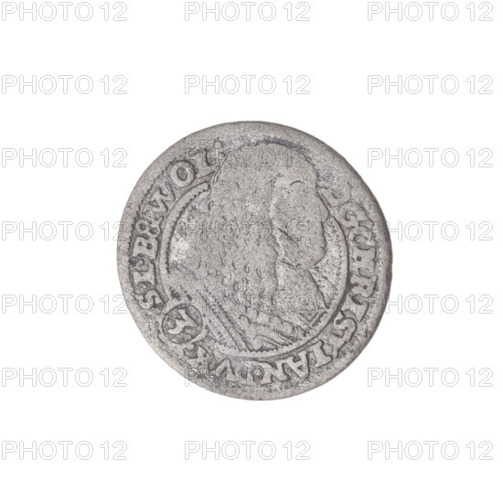 3 kreuzer, Weiss, Elias (fl. 1657-1673), Chrystian (Duke of Brzeg-Legnica-Wolów; 1618-1672); silver coin (1661). Obverse: male bust facing right with long hair, decorative armor girded with a sash and wide collar; below in decorative oval the numeral 3; inscription on rim D.G.CHRISTIAN.DVX. with pearl borders. Reverse: Silesian eagle, letters E - W on sides, mintmaster's mark MONETA.NOVA.ARGENT.1661 and inscription beginning with a rosette between pearly borders. Iconography: Piasts, ruler's busts, male portraits in ceremonial armor, heads uncovered. Silesia; Duchy of Brzeg-Legnica-Wolów (Brzeg). Coin diameter 20.8 mm, weight 1.38 g, axis 50°.