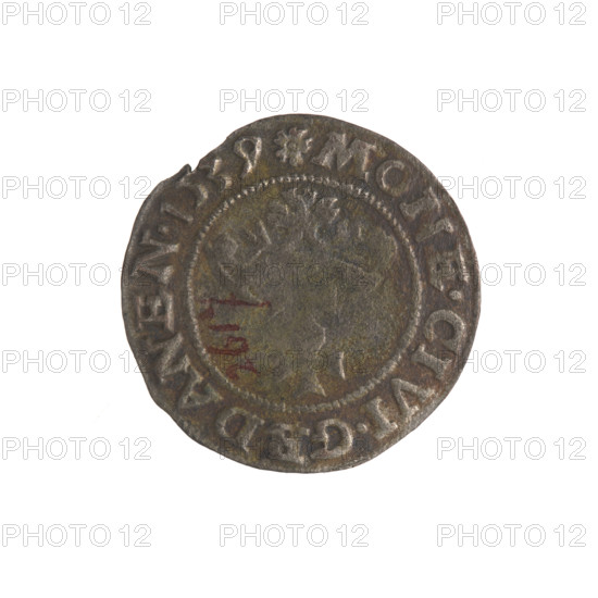 Gdansk szelag, Sigismund I the Old (King of Poland; 1506–1548). Obverse: Eagle of Royal Prussia; in the rim between pearly borders an inscription: .SIGIS.DEI.GRA.REX.POLO. Reverse: Coat of arms of Gdansk; in the rim between pearly borders an inscription: .MONE.CIVI.GEDANEN.1539. Date: 1539. Poland, Gdansk. Coin; diameter 19.2–20.0 mm; weight 1.9 g.