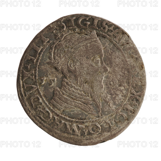 Lithuanian trojak, Sigismund II Augustus (king of Poland; 1544–1572); coats of arms; Jagiellonians (dynasty); royal bust; Polish coin; Pogon (coat of arms; Lithuania); Sigismund II Augustus (king of Poland; 1520–1572) — iconography; male busts. Obverse: crowned male bust in armor facing right, dividing the year 15–6Z, and at the top dividing the rim inscription: .SIGIS.AV. X.POLO.MAG.DVX.LIT. Reverse: Lithuanian Pursuit facing left, below the value number III and the Column coat of arms dividing the rim inscription: .GROSSVS.TRIPL. MAG.DVCA. V. 1562. Vilnius, Grand Duchy of Lithuania, Poland. Coin. Diameter 27.4–28.0 mm; weight 6.88 g.