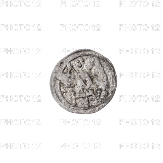 Denarius, Boleslaw III Krzywousty (prince of Poland; ca. 1086–1138). Obverse: in a beaded border, a knight in chain mail thrusting a spearhead into the jaws of an upside-down dragon. Reverse: in a triple beaded border, an isosceles cross topped with balls; between its arms, one ball. Iconography: equal-armed cross, chain mail, crosses, jaws, spearhead (issue mark), knight, martyrs, Romanesque style, dragons, Adalbert (St.; ca. 956–997), the fight between good and evil/the fight against pagans. Date: ca. 1125–1138. Place: Poland, Kraków. Coin; diameter 13.4–13.8 mm; weight 0.61 g.