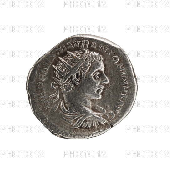 Antoninian of Elagabalus (Roman emperor 218–222). Obverse: Bust of Elagabalus facing right wearing a radiant crown, armor and paludamentum, with pearl border; inscription IMP CAES MAVR ANTONINVS AVG. Reverse: Victoria running right, holding a wreath in her right hand and a palm branch in her left, with pearl border; inscription VICTOR ANTONINI AVG. Date: 218–219. Material: Roman coin. Diameter: ca. 20.0–21.5 mm. Weight: 4.63 g. Axis: 0°.