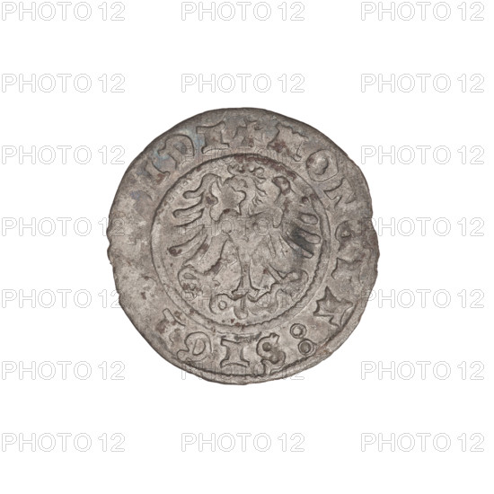 Crown half-grosz, Sigismund I the Old (King of Poland; reign 1506–1548). Obverse: Polish crowned eagle facing left, talons at the bottom; inscription in the rim. Reverse: Crown facing forward; inscription in the rim. Date: 1508. Poland. Coin. Diameter ~18.0–18.2 mm. Weight 0.77 g.