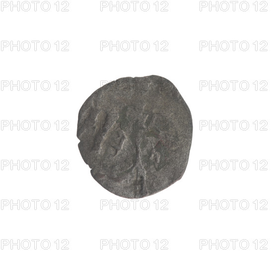 denarius, Wladyslaw II Jagiello (King of Poland; 1386–1434), AR mark, coats of arms, Jagiellonians (dynasty), Polish coin, eagles, Eagle (coat of arms), crowns, royal crown, treasures (numism) (? treasure ? from, location), Av. Eagle; Rev. Crown, pearl border, 1386–1434, Poland, Kraków, coin, dia. 11.0 mm, dia. 12.0 mm, weight 0.38 g