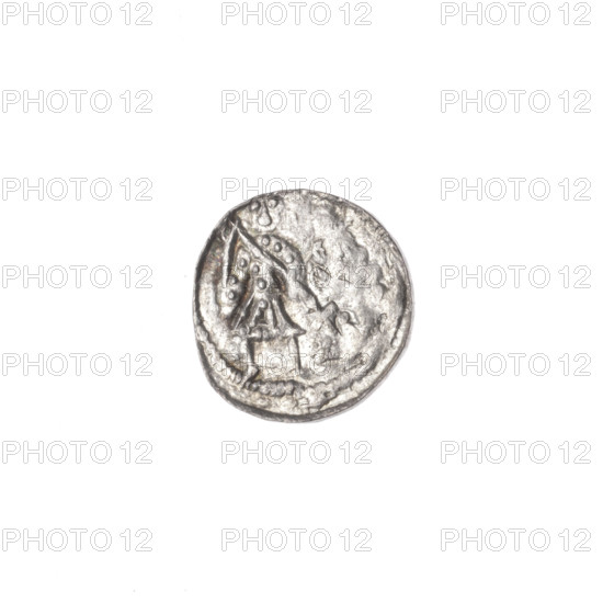 denarius, Boleslaw III Krzywousty (prince of Poland; 1107–1138), allegories, Boleslaw III Krzywousty (prince of Poland; 1086–1138), equal-armed cross, spearhead (issue mark), crosses, chain mail, chain mails, mouth, martyrs, knight, mouths, dragons, dragon, Romanesque (style), Middle Ages, knights, fight between good and evil, fight against pagans, Adalbert (Saint; ca. 956–997), spears, spear. Obv. In the beaded border, a knight in chain mail thrusting a spearhead into the jaws of a dragon turned upside down. Rv. In the triple beaded border, an isosceles cross topped with balls. Between its arms, one ball (two of them with one dot). ca. 1125–1138, Poland, Kraków, coin, diameter 12.2–12.5 mm, weight 0.43 g